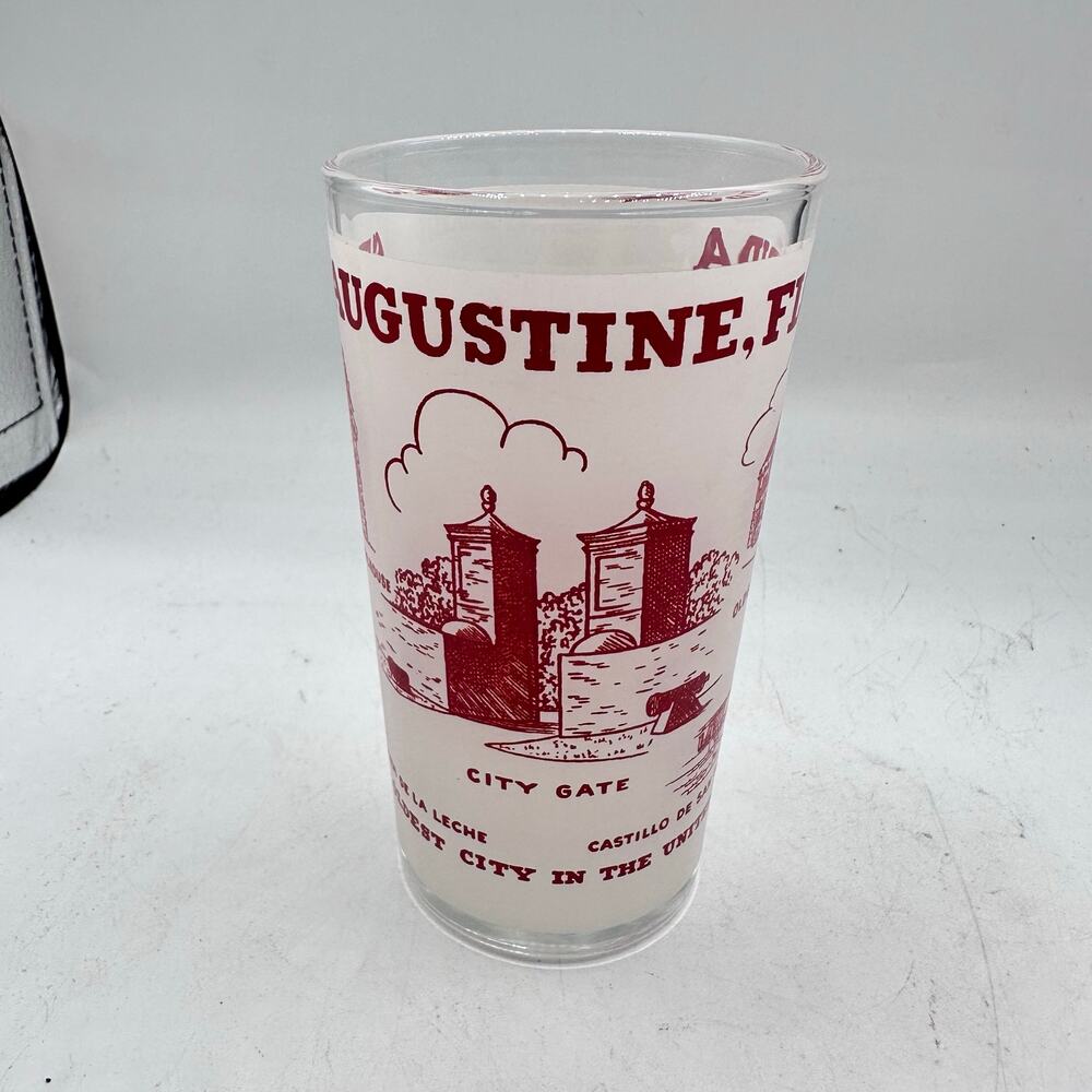 Vintage Florida St Augustine Souvenir Glass Frosted Tumbler Hazel Atlas MCM - Picture 2 of 9